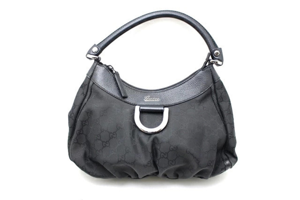 Gucci Shoulder Bag Canvas Embossed Black